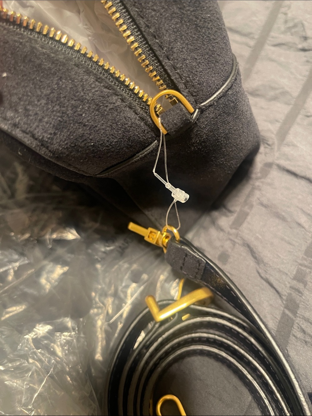 Madewell Navy Suede Mini Crossbody with Gold Hardware - Picture 11 of 16